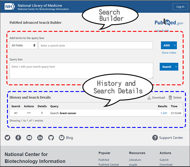 PubMed Advanced Search Builder画面イメージ