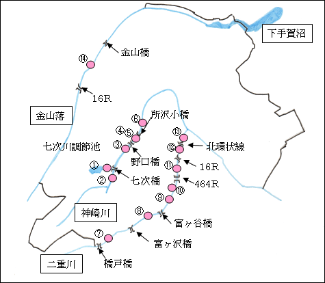 図1　魚類・甲殻類・貝類調査地点